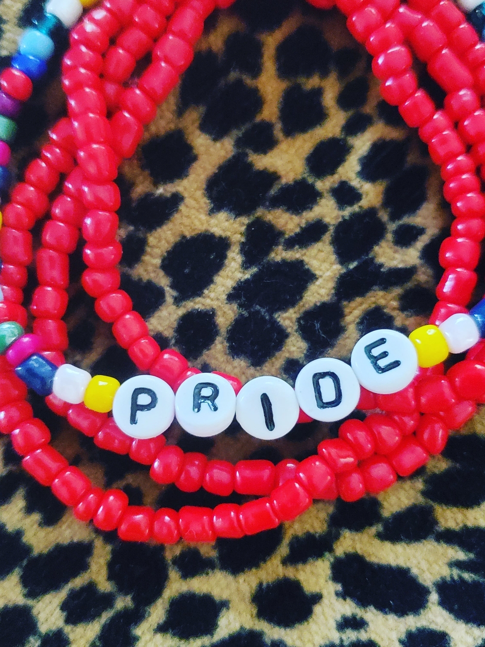 Red 'PRIDE' 5-piece Beaded Bracelet Set